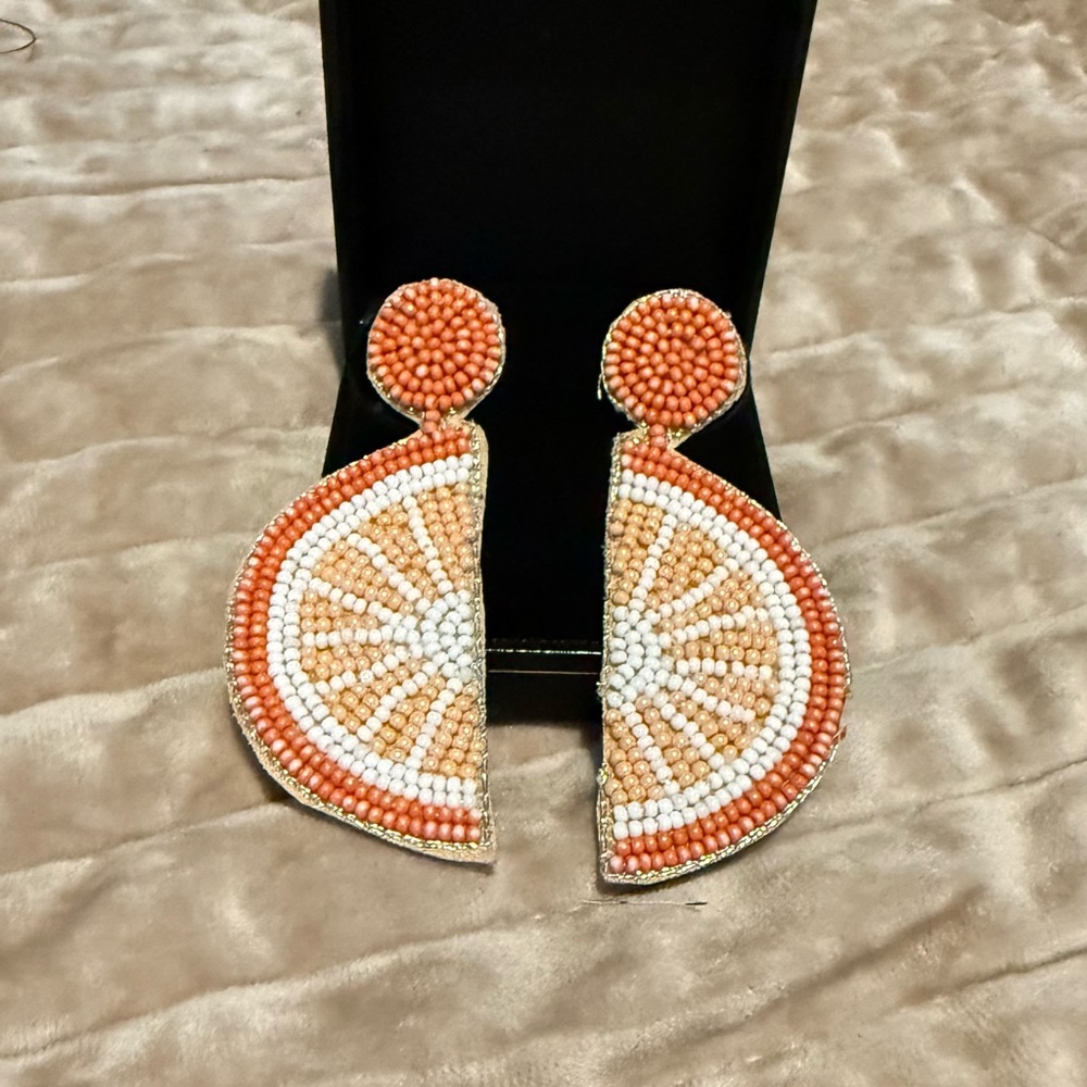 Orange bead earrings